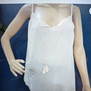 SIZE XL (NEW) MAURICES Off White & Gold Spaghetti Strap Top INVPV448